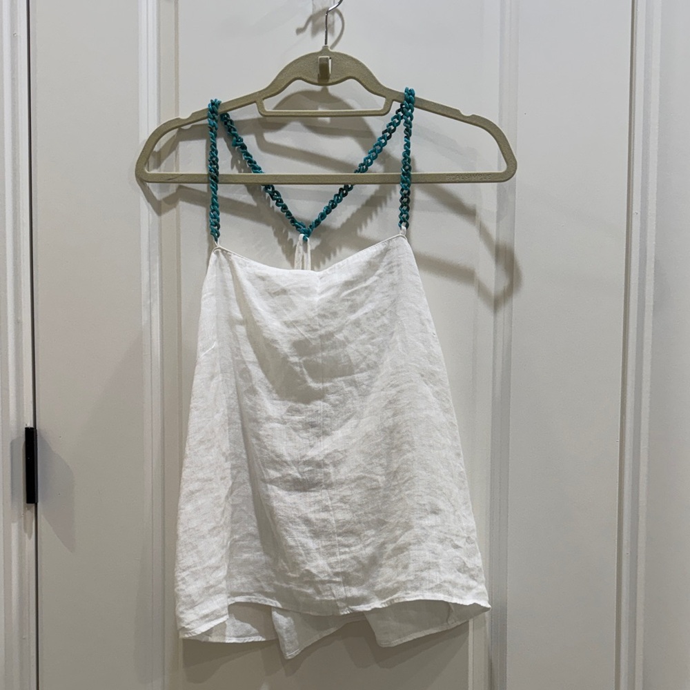 Zara White Top with Green Straps